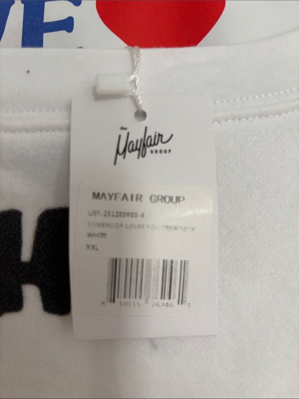 BNWT Mayfair x @iscreamcolour Somebody Loves You Crewneck size XXL - Picture 2 of 5